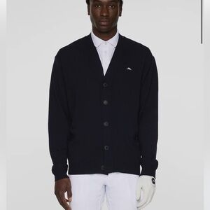 J.Lindeberg Lucas Knitted Cardigan Men's Black sports golf Sweater Large